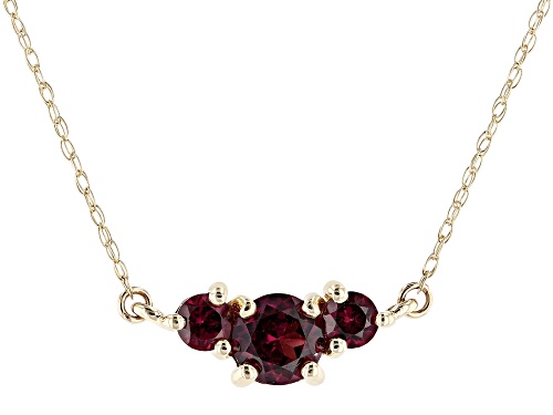 Photo of 0.79ctw Round Grape Color Garnet 10k Yellow Gold Necklace - Size 18