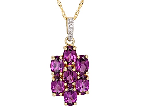 3.52ctw Grape Color Garnet With 0.01ctw White  Diamond Accent 10k Yellow Gold Pendant With Chain