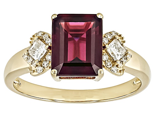 2.52ct Grape Color Garnet With 0.23ctw Moissanite 10k Yellow Gold Ring - Size 8