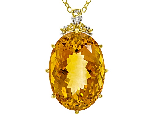 35.82ct Rio Grande Citrine Rhodium & 24k Gold Over Palladium Sterling Silver Pendant With Chain