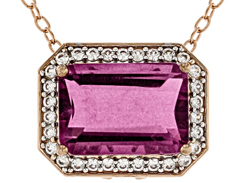 9.67ctw Pink Fluorite, White Zircon Rhodium/24k Gold Over Palladium Sterling Silver Necklace - Size 18