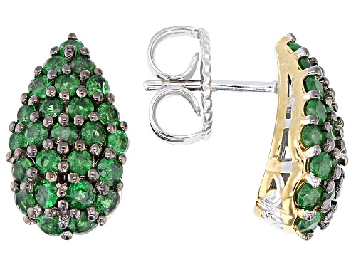 2.00ctw Tsavorite Rhodium & 24k Gold Over Palladium Sterling Silver Earrings