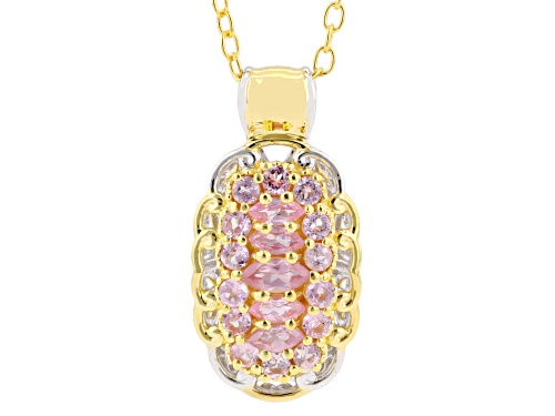 1.07ctw Pink Spinel Rhodium And 24k Gold Over Palladium Sterling Silver Pendant With Chain