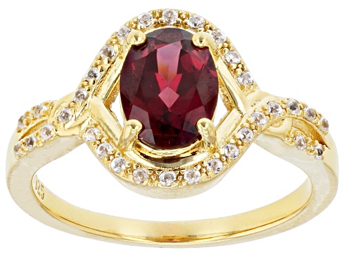 Photo of 1.30ct Magenta Rhodolite And 0.14ctw White Zircon 18k Yellow Gold Over Sterling Silver Ring - Size 8