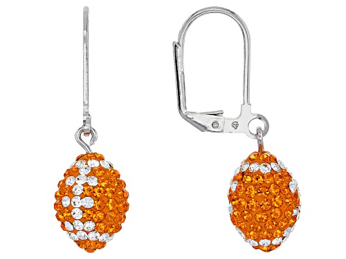 Photo of Crystal Orange And White Football Dangle Earrings