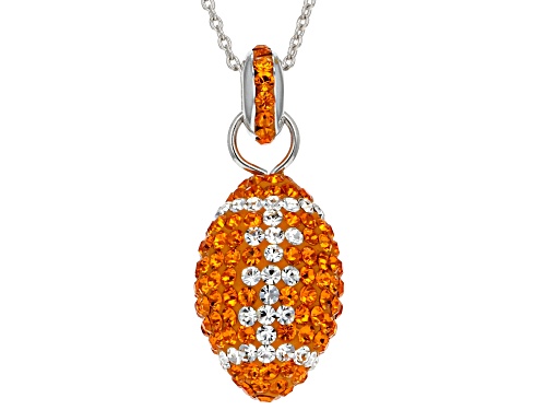Crystal Orange And White Football Necklace