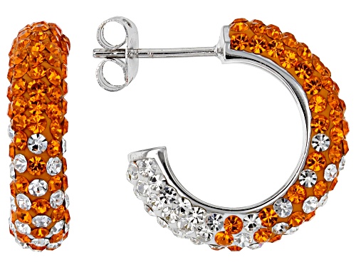 Crystal Orange And White Hoop Earrings