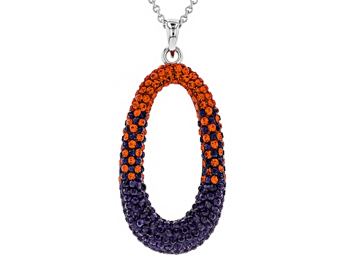 Preciosa Crystal Orange And Purple Oval Pendant With Chain