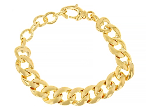 14k Yellow Gold Electroform 13mm Graduated Curb Link Bracelet - Size 7.25