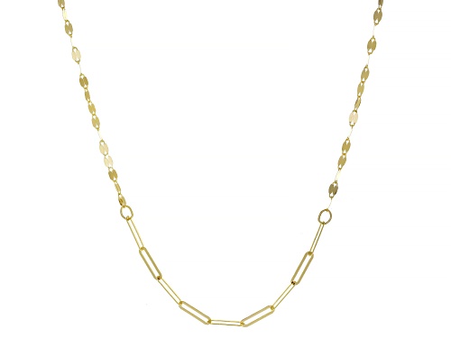 Photo of Splendido Oro™ 14k Yellow Gold Paperclip & Valentino Station Link 18 Inch Chain - Size 18