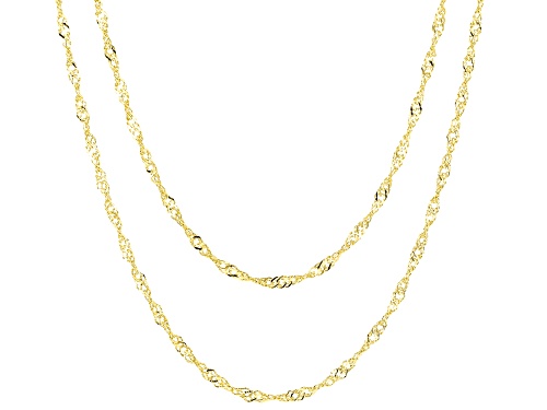 Photo of Splendido Oro™ 14k Yellow Gold Diamond Cut Tessuto Singapore 18 And 20 Inch Necklace Set Of Two - Size 20