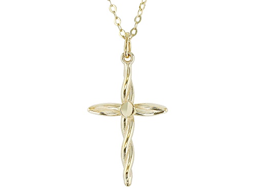 Splendido Oro™ 14k Yellow Gold Twisted Cross Pendant 18 Inch Necklace - Size 18