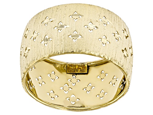 Stefano Oro® 14k Yellow Gold 10.5mm Clover Pattern Band Ring - Size 7