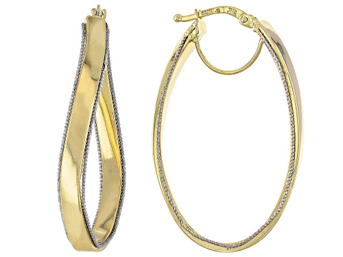 14k Yellow & White Gold Wavy Hoop Earrings