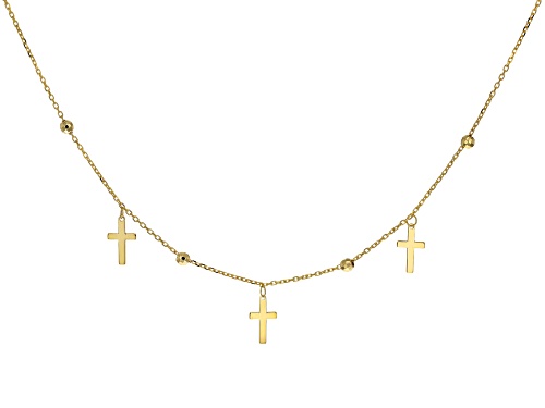 Stefano Oro® 14k Yellow Gold Bead and Cross Station Necklace - Size 18