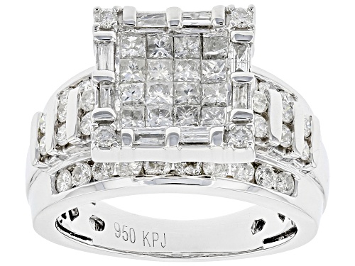 Photo of 1.75ctw Round, Princess Cut And Baguette White Diamond Platinum Quad Ring - Size 8