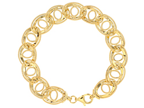 Splendido Oro™ 14k Yellow Gold Designer Curb 7 1/2 Inch Bracelet - Size 7.5