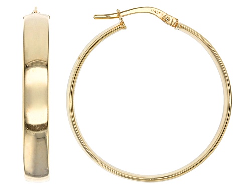 Splendido Oro™ Divino 14k Yellow Gold Ribbon Tube Hoop Earrings With Sterling Silver Core