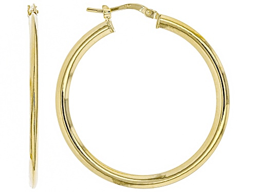 Photo of Splendido Oro™ Divino 14k Yellow Gold With A Sterling Silver Core Domed Tube Hoop Earrings