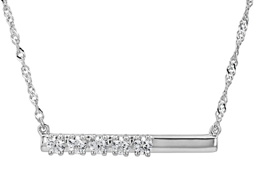 0.70ctw Round White Zircon Rhodium Over Sterling Silver Bar Necklace - Size 18