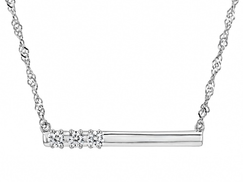 0.55ctw Round White Zircon Rhodium Over Sterling Silver Bar Necklace - Size 18