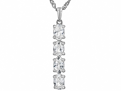 1.40ctw Round White Zircon Rhodium Over Sterling Silver Pendant with Chain
