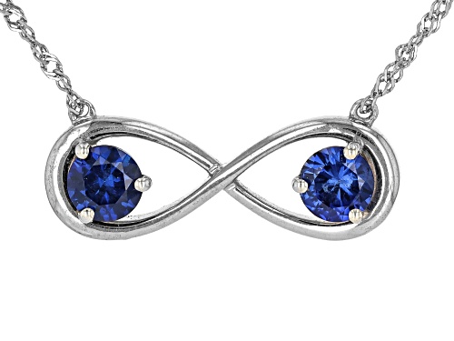 1.14ctw Lab Created Blue Sapphire Rhodium Over Sterling Silver Pendant with Chain