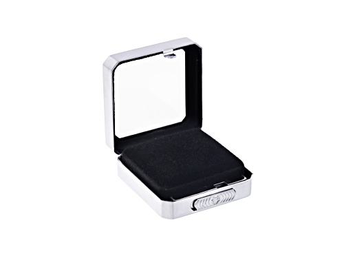 Gemstone Display Box Matte Silver Finish 40 X 40 X 17mm With Reversible Black And White Cushion