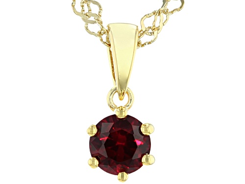 Photo of .47ct Red Lab Created Ruby 18k Yellow Gold Over Silver Pendant With Chain