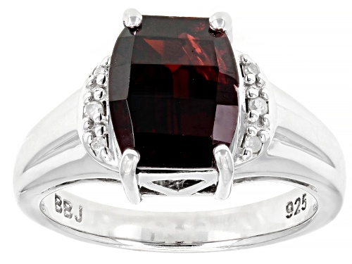 3.83CT VERMELHO GARNET(TM) WITH .03CTW WHITE DIAMOND ACCENT RHODIUM OVER STERLING SILVER RING - Size 8