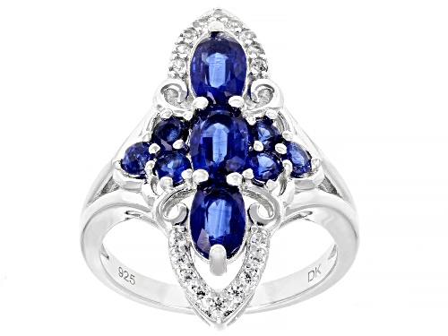 Photo of 1.55ctw Oval & Round Kyanite With .20ctw Zircon Rhodium Over Sterling Silver Ring - Size 8