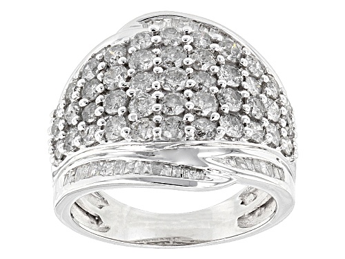 2.50ctw Round And Baguette White Diamond 10k White Gold Ring - Size 5