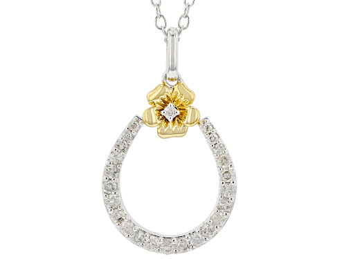 Photo of Hallmark Diamonds "Happiness Blooms" .25ctw Diamond Rhodium & 14k Yellow Gold Over Silver Pendant