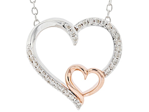 Hallmark Diamonds "All My Heart" 0.15ctw White Diamond Rhodium & 14k Rose Gold Over Silver Necklace - Size 16