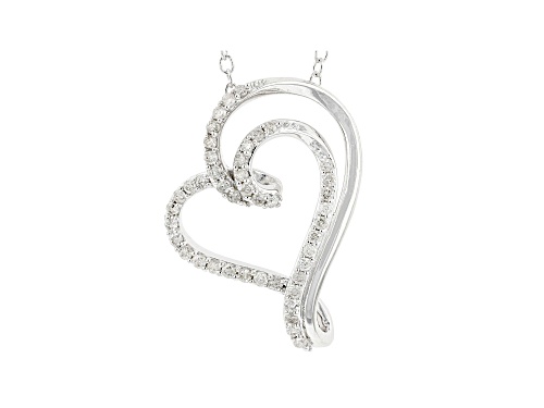 Photo of 0.25ctw Round White Diamond Rhodium Over Sterling Silver Silver Heart Necklace - Size 16