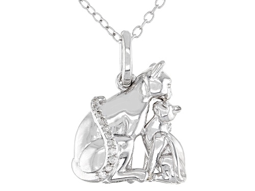 Photo of Hallmark Diamonds "Creature Comforts" Diamond Accent Rhodium Over Silver Mom & Baby Cat Pendant