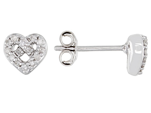 Photo of Hallmark Diamonds "All My Heart" 0.20ctw White Diamond Rhodium Over Silver Love Knot Stud Earrings