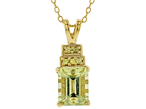 2.23ct Yellow Apatite with .08ctw Yellow Sapphire 18k Gold Over Sterling Silver Pendant with Chain