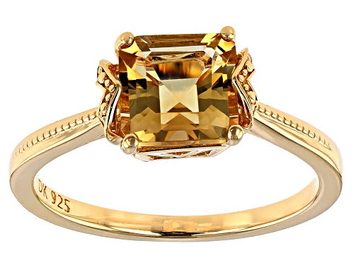 1.43ct Square Octagonal Brazilian Citrine & .03ctw Andalusite 18k Yellow Gold Over Silver Ring - Size 9