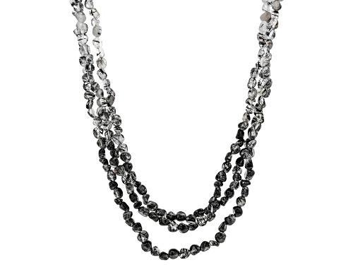 Photo of Mixed Shape Tourmalinated Quartz Sterling Silver Multi-Strand Ombre Necklace - Size 19