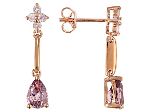 1.76CTW PEAR SHAPE AND ROUND COLOR SHIFT GARNET 18K ROSE GOLD O0VER STERLING SILVER EARRINGS