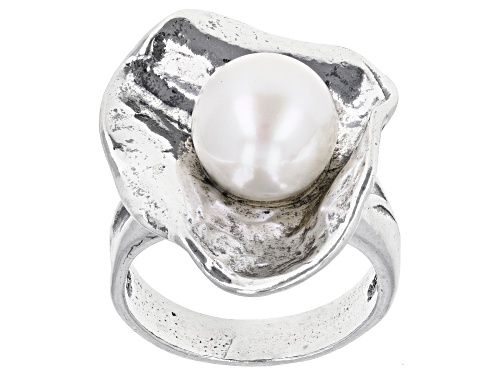 Photo of 10mm White Cultured Freshwater Pearl Sterling Silver Ring - Size 11