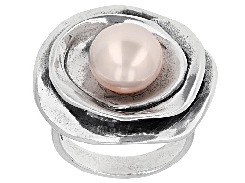 Photo of 10mm Pink Cultured Freshwater Pearl Sterling Silver Ring - Size 7