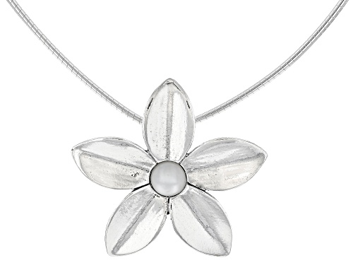 White South Sea Mother-Of-Pearl Sterling Silver 18 Inch Flower Necklace - Size 18