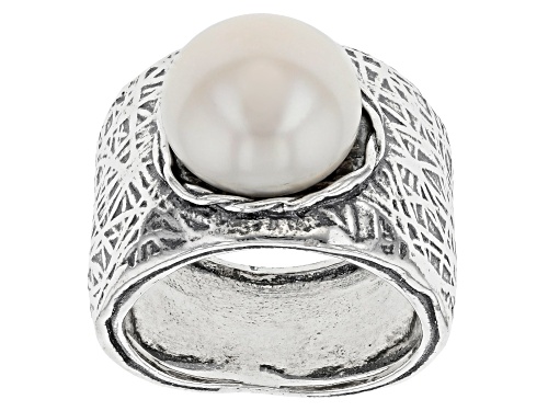 Photo of 11.5-12mm White Cultured Freshwater Pearl Sterling Silver Ring - Size 12