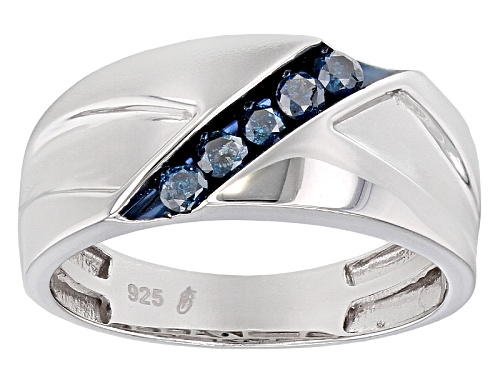 Photo of .25ctw Round Blue Velvet Diamond™ Rhodium Over Sterling Silver Mens Band Ring - Size 10