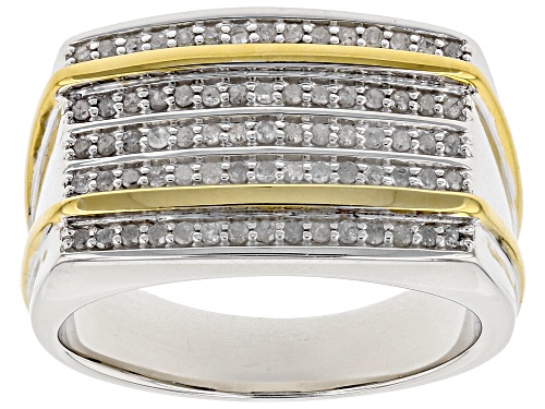 Photo of .50ctw Round White Diamond Rhodium And 14k Yellow Gold Over Sterling Silver Mens Ring - Size 11