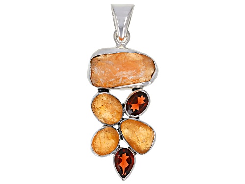 Photo of Artisan Collection of India™ Rough Garnet & 2.70ctw Red Garnet Sterling Silver Pendant