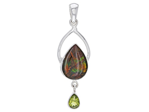 Photo of Artisan Collection of India™ Ammolite Doublet & 0.99ct Peridot Sterling Silver Pendant