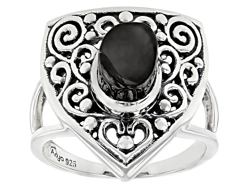 Artisan Collection Of India™ Free-Form Rough Black Shungite Sterling Silver Ring - Size 8